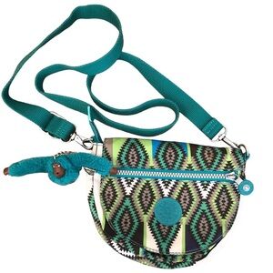 KIPLING Lucy, Crossbody Bag, Teal/White/Green/Black/Brown, 6.5”x8”